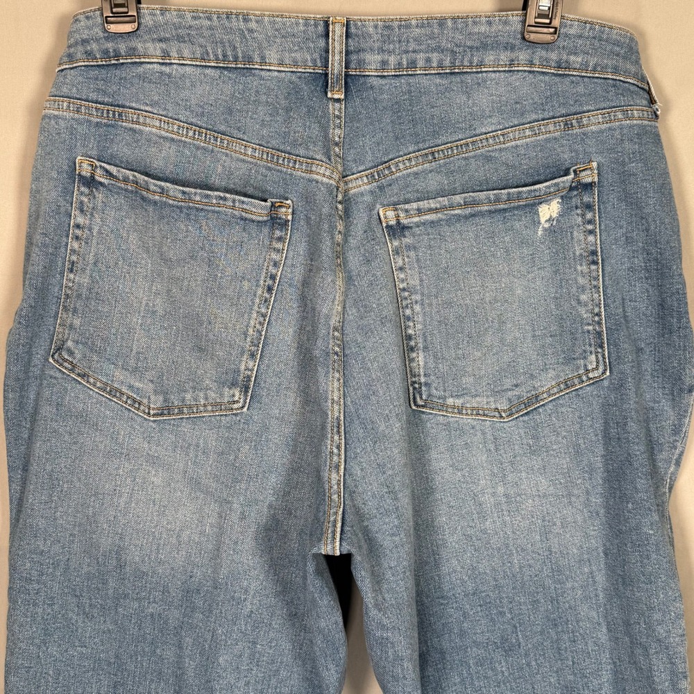 Old Navy OG Straight High Rise Ankle Jeans 20 Medium Light Wash Distressed NEW - Picture 8 of 11